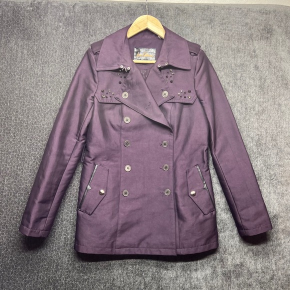 Sam Edelman Jackets & Blazers - Sam Edelman Purple Embellished Double Breasted Military Jacket Coat S